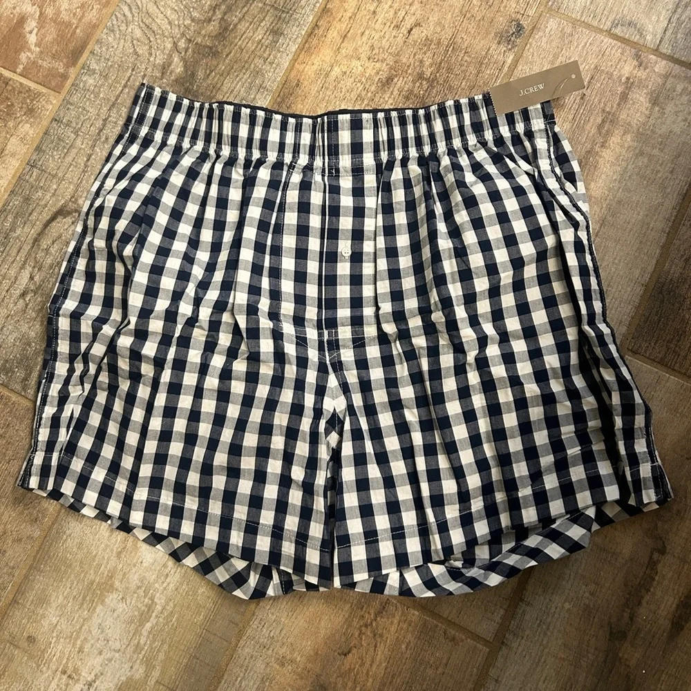 J. Crew Patterned Boxer Shorts Mens M Cotton‎ Navy Check NWT BW438